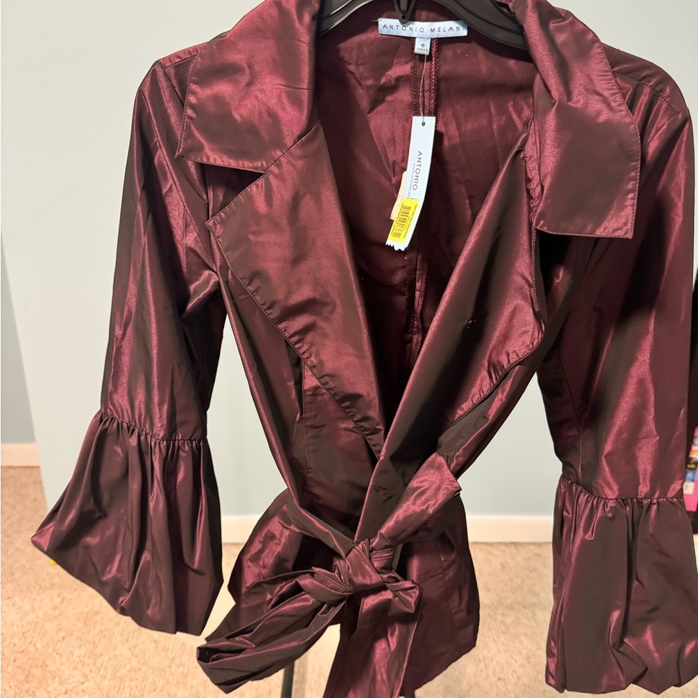 ANTONIO MELANI Deep Red Satin Jacket-Blouse